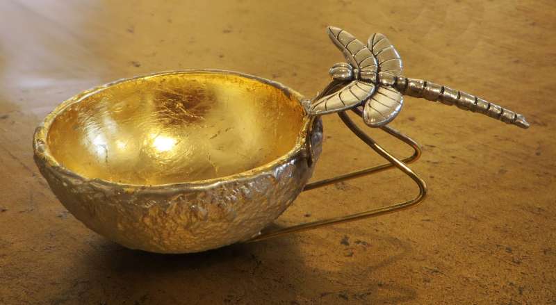 Dragonfly Trinket Dish with Gold Inside